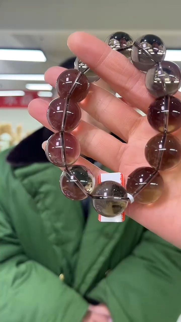 【闪购商品】烟晶手链未镶嵌天然茶晶手串多样性发一20mm