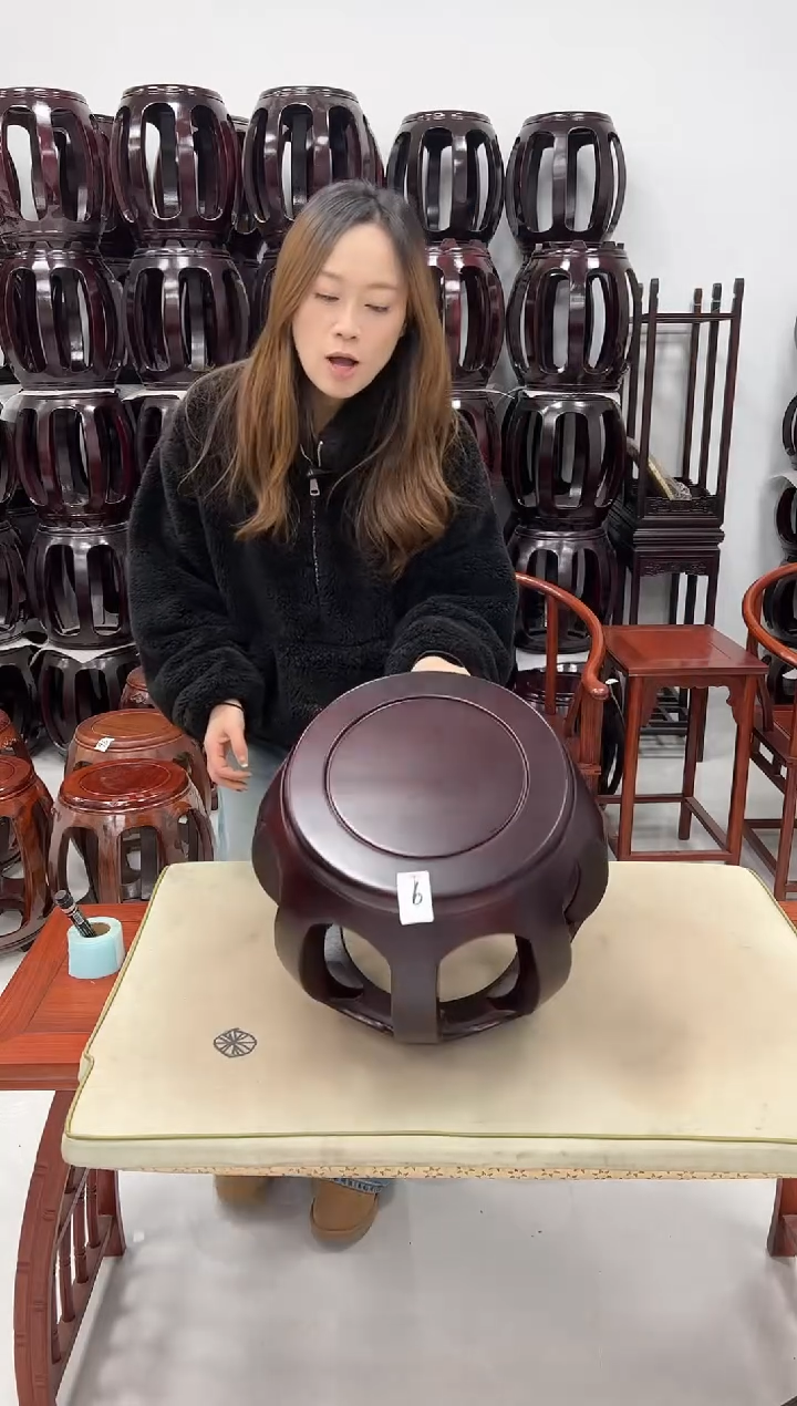 花梨木类家具微瑕酸枝木小号酸枝色鼓凳 不退不换 9号