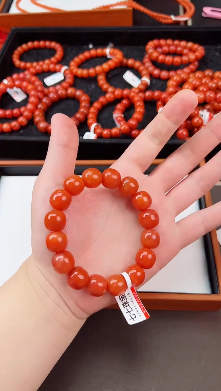 【闪购商品】南红玛瑙手串未镶嵌瓦西老型单圈手串 卡14+