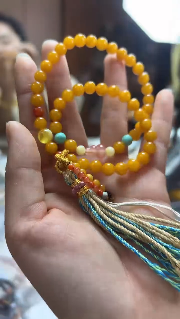 【闪购商品】蜜蜡裸石未镶嵌蜜蜡双圈手串多样性发一条