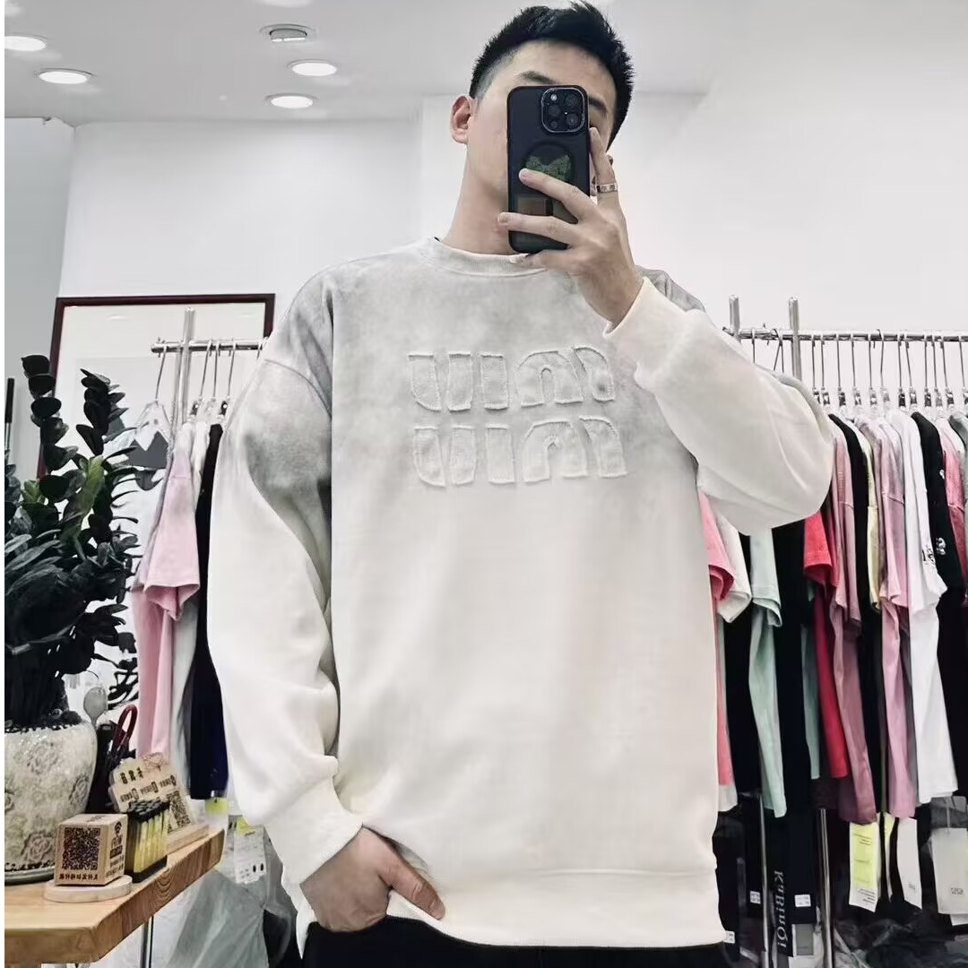 圆领套头春款扎染情侣常规百搭休闲长袖印花卫衣时尚