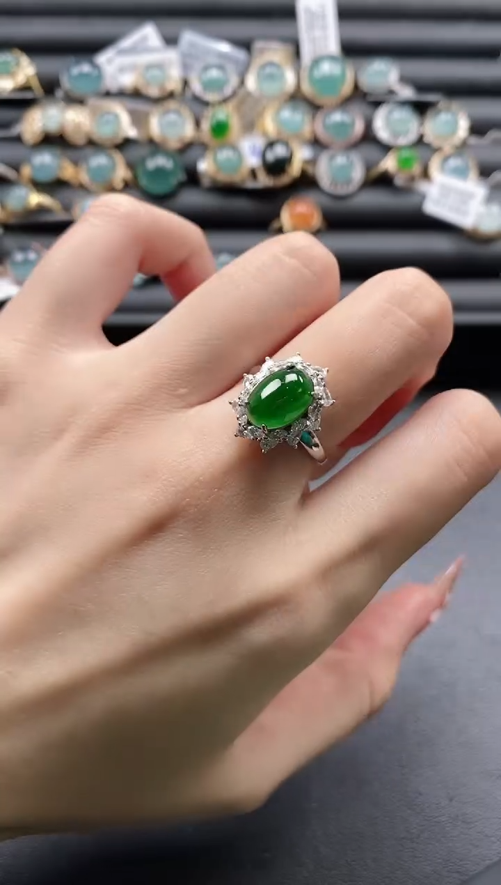 【闪购商品】翡翠戒指银S925镶嵌11111