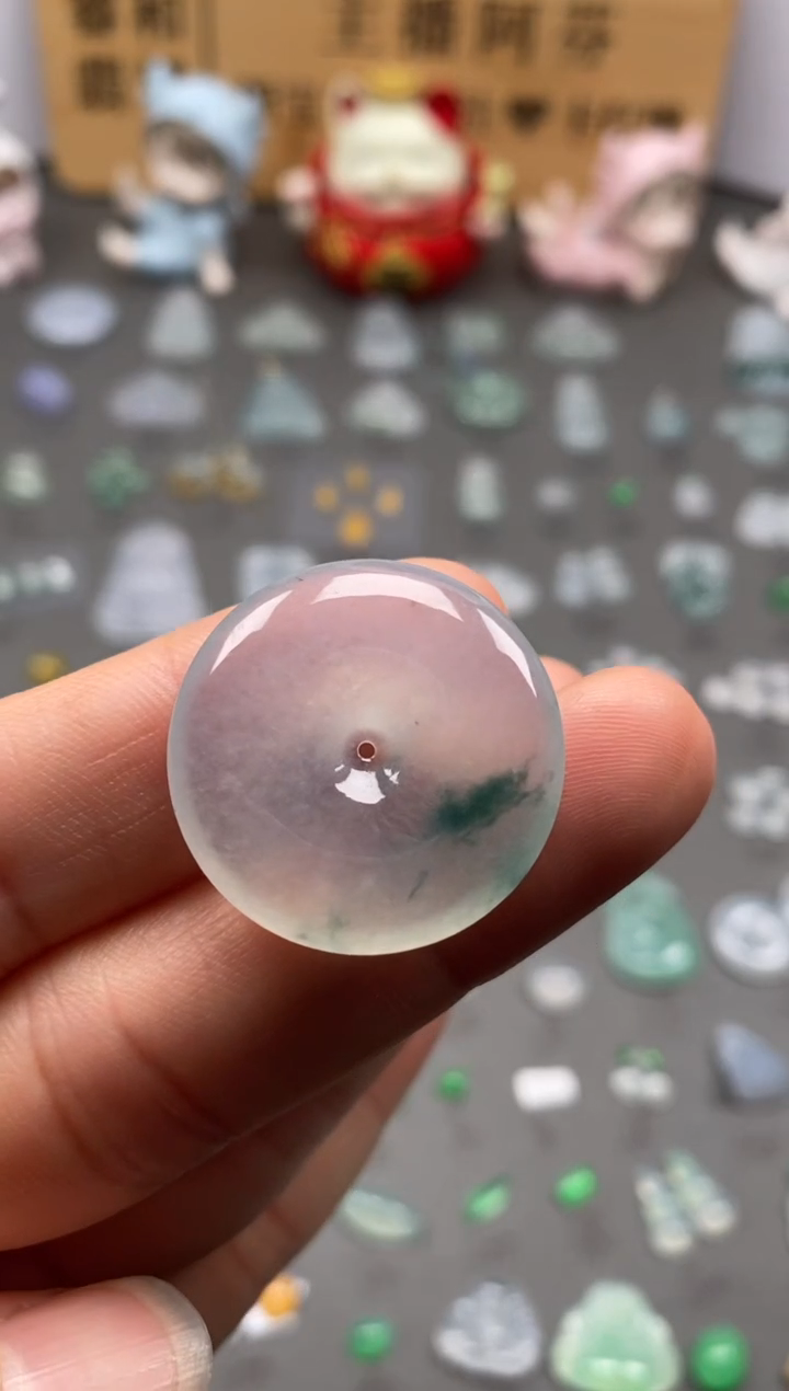 【闪购商品】翡翠颈饰未镶嵌冰飘花扣子/芬