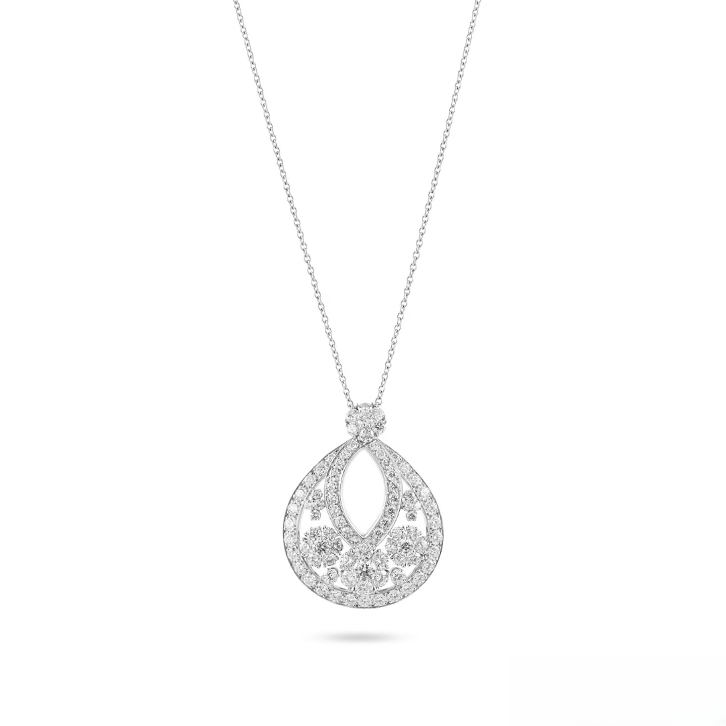 实验室培育钻石18K金梅花雪花项链 CZ (定制品质48小时鉴赏期）