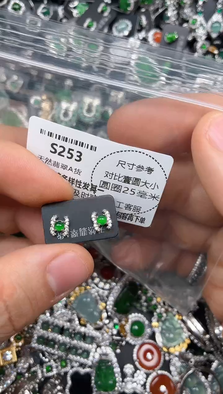 颈饰未镶嵌翡翠S253耳钉