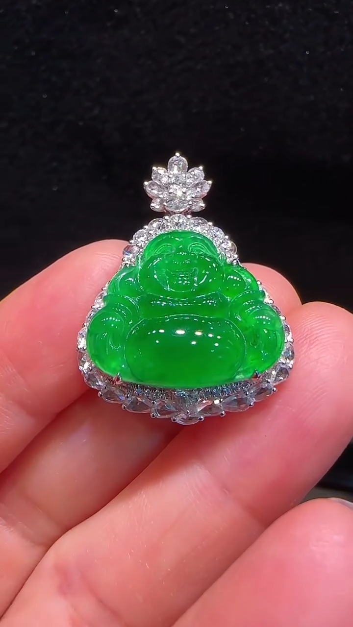 【闪购商品】翡翠颈饰18K金镶嵌佛公