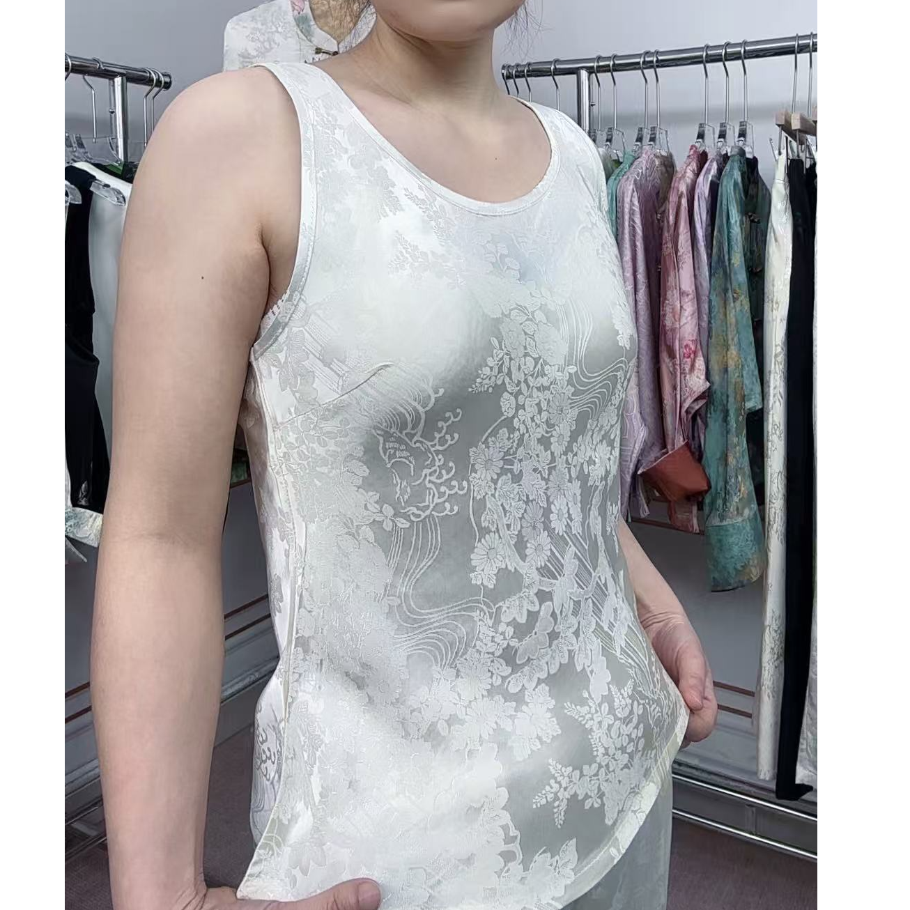 【花萝背心】新中式国风夏季时尚打底花萝百搭无袖长款女装背心