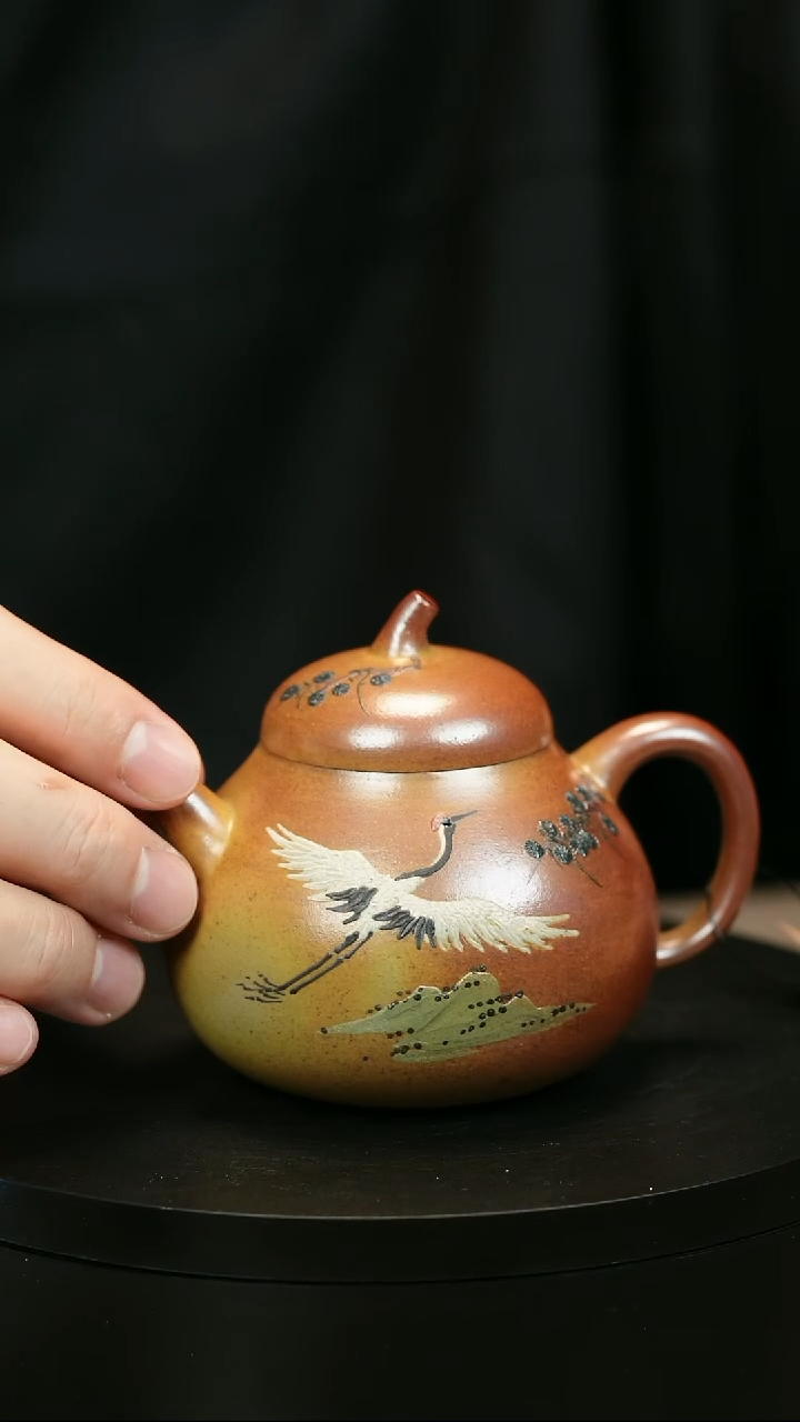 茶壶紫砂W****?H2038蒋静明仙鹤松针茄瓜