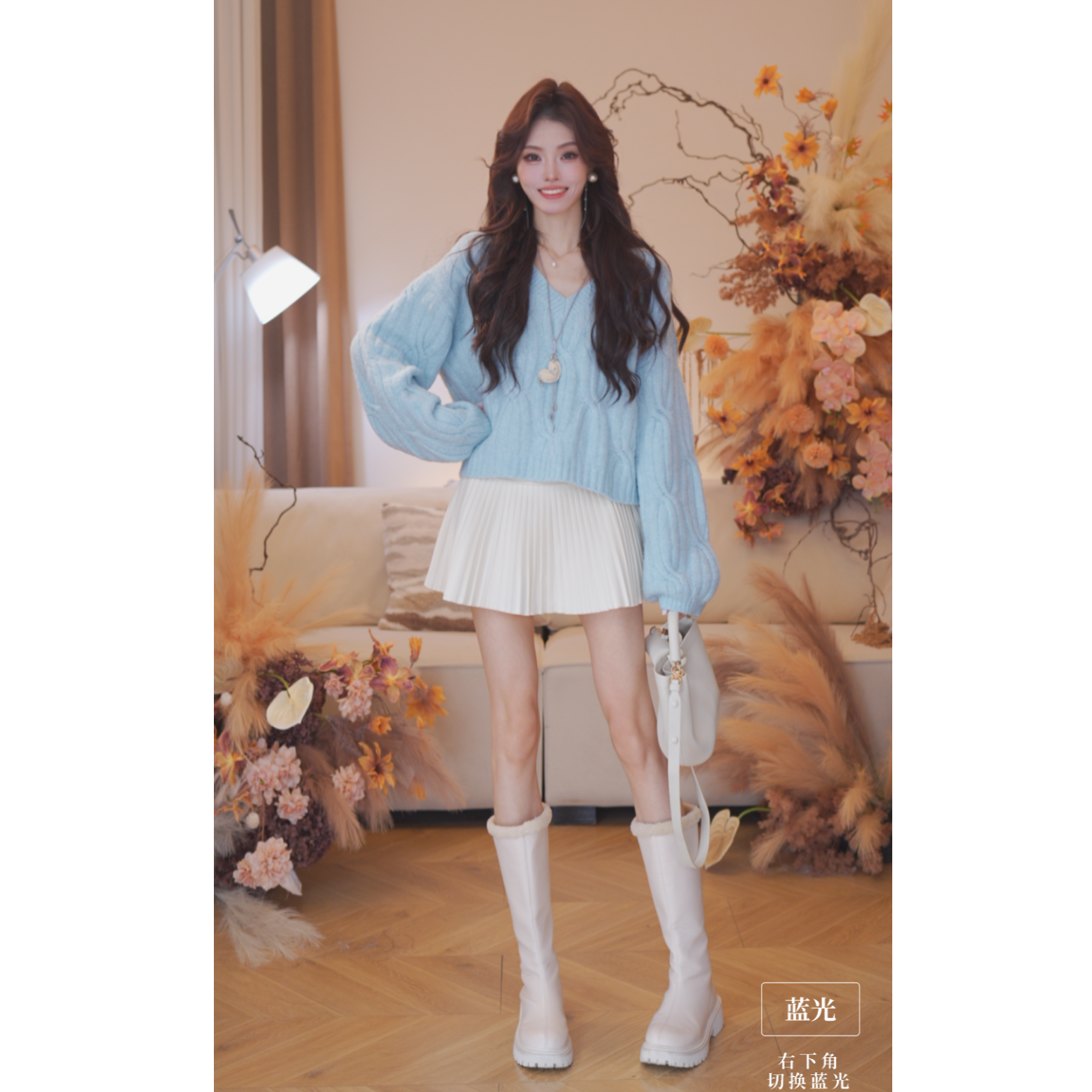 曾小咸 气质洋气慵懒风蓝色毛衣Z261MZR0797 