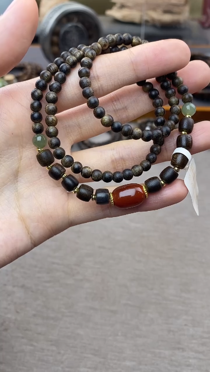 【闪购商品】沉香手串白棋04+紫棋06三圈设计款