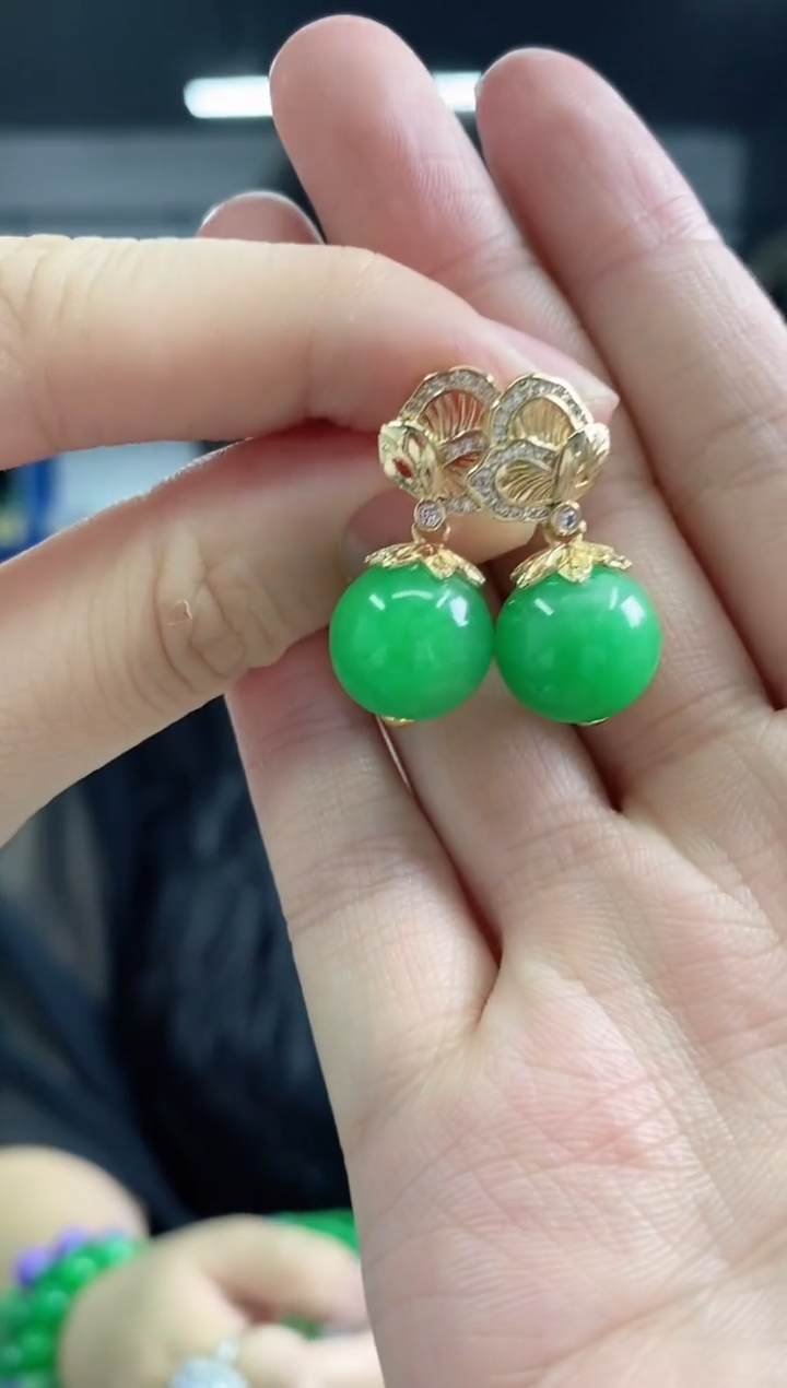 翡翠未镶嵌耳饰闪购链接多样性发其一颜色微差