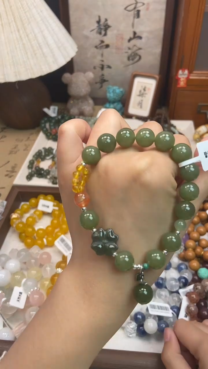 银S925镶嵌和田玉手饰450