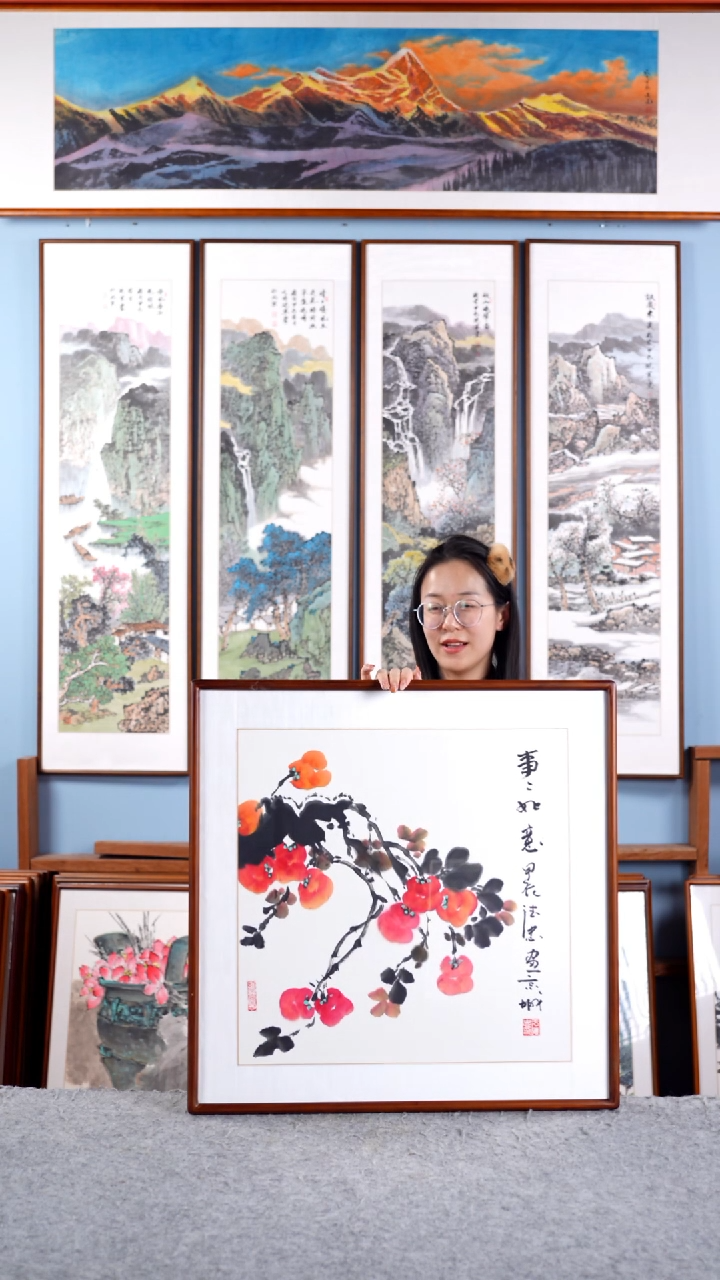 【闪购商品】国画戚莉莉《事事如意》含框62*62
