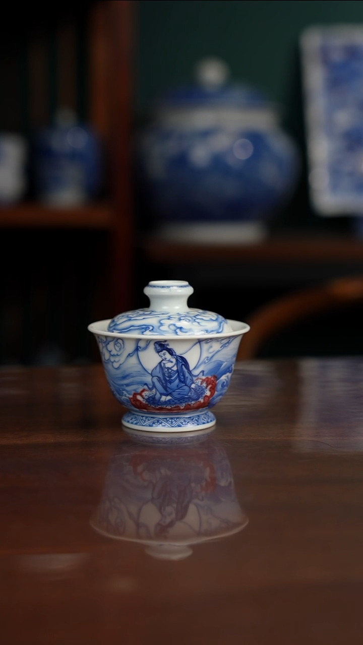 晓竹窑 观音盖碗