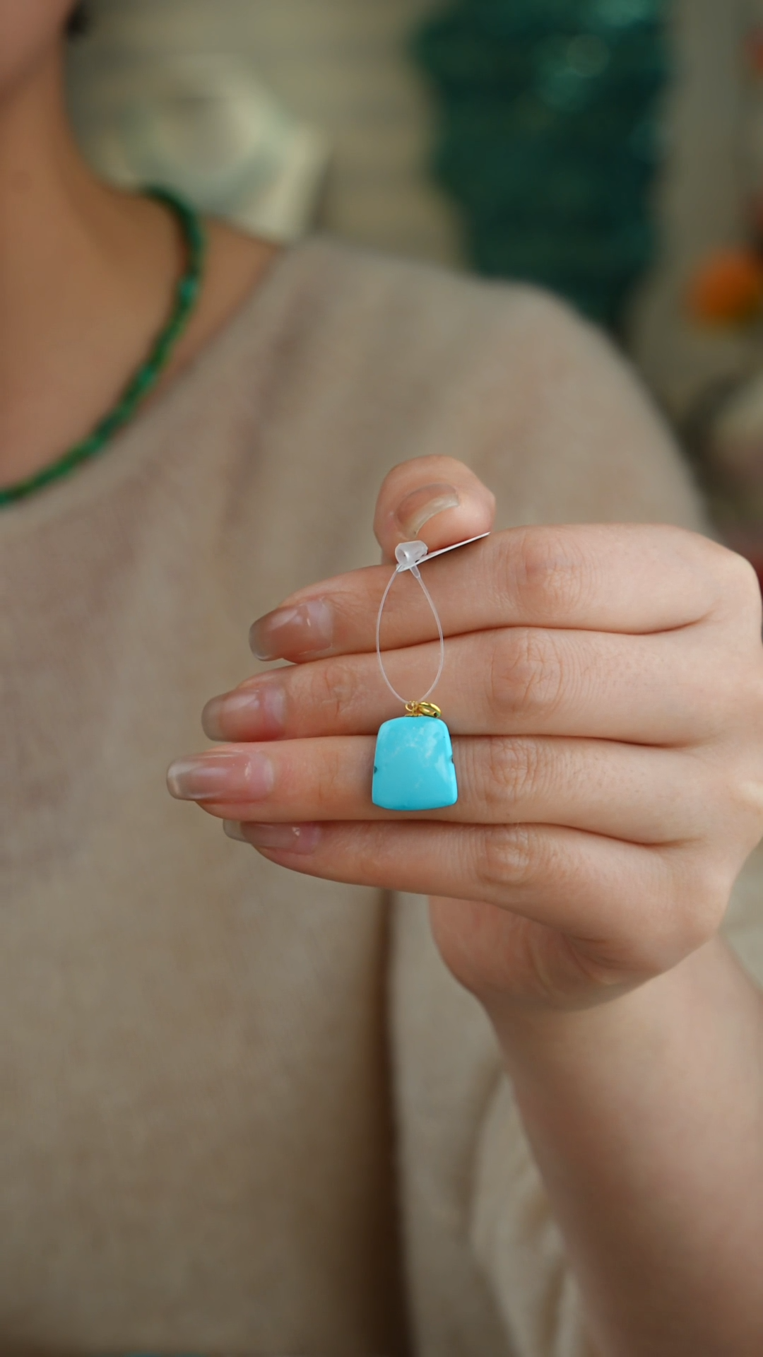 【闪购商品】绿松石吊坠(不含链)18K金镶嵌1