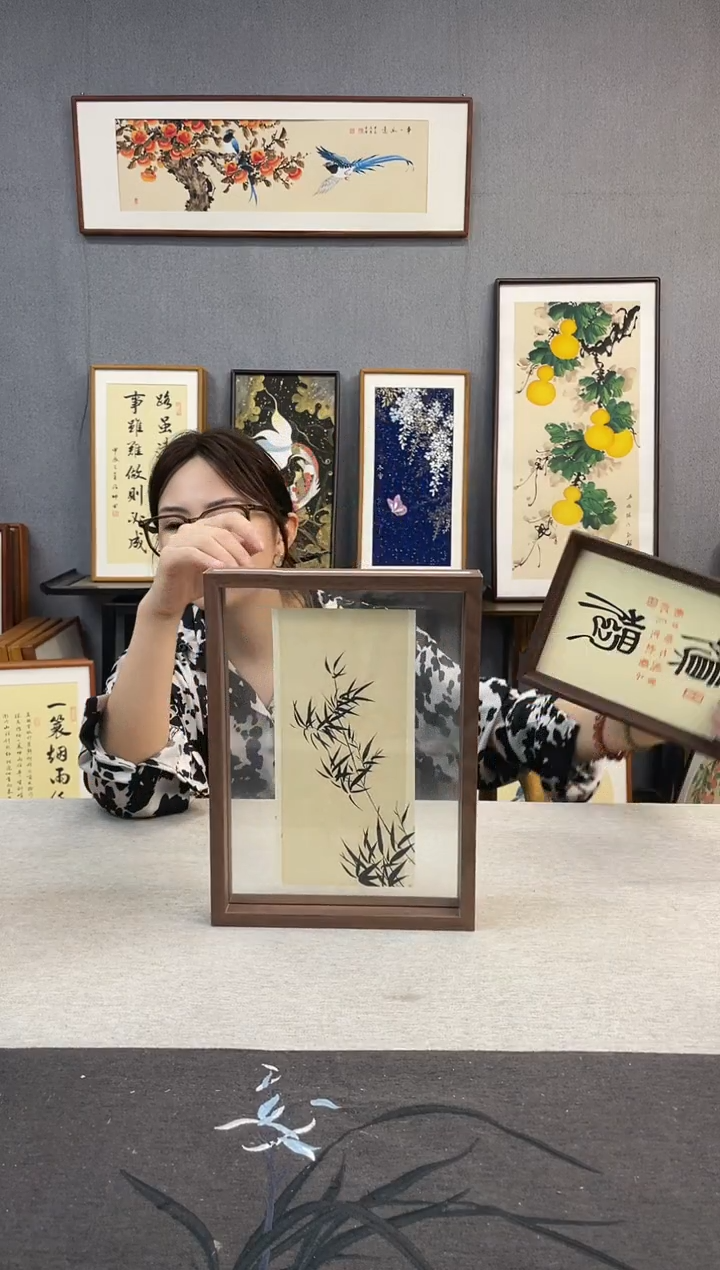 国画A4-23*32摆台手绘作品-竹子