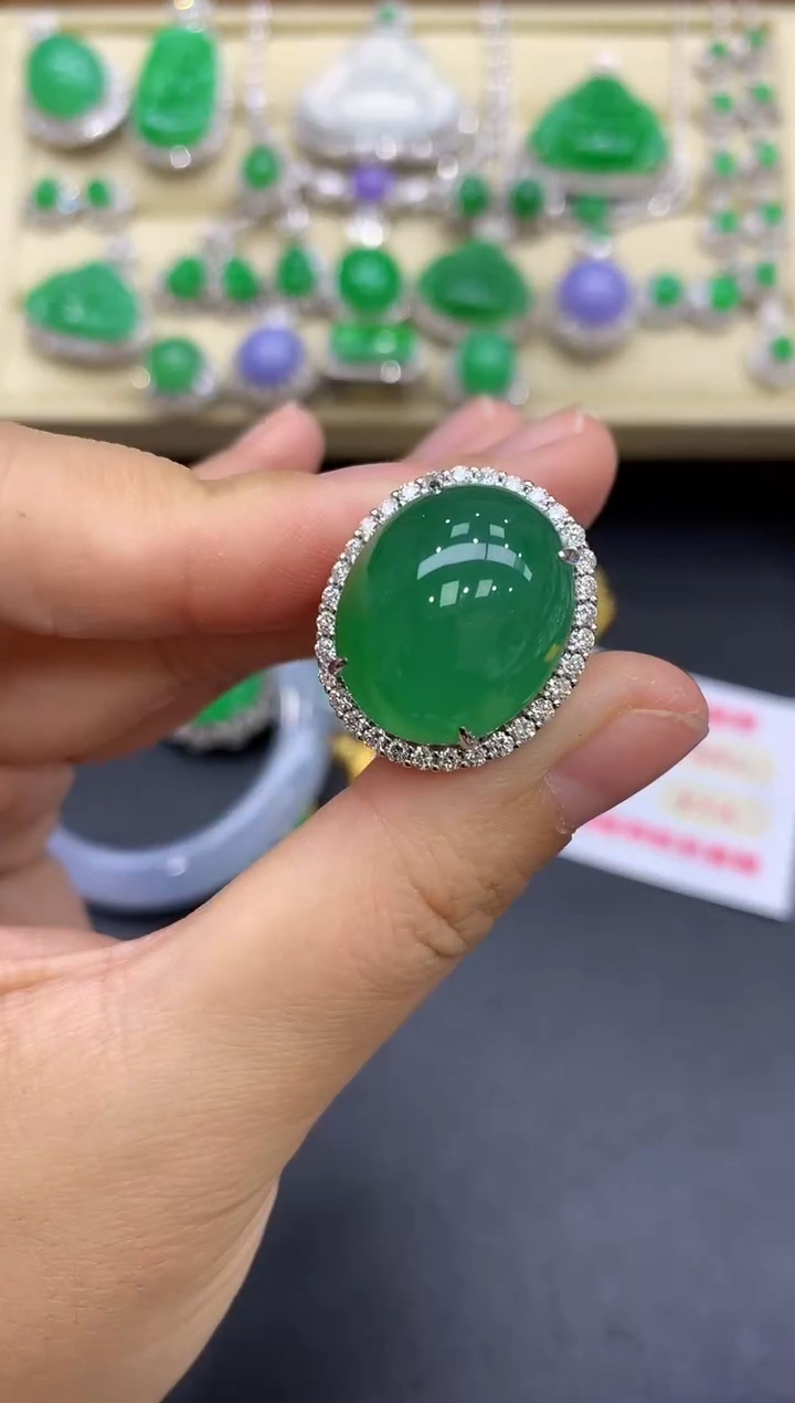 18K金镶嵌戒指翡翠474-中国好珍宝