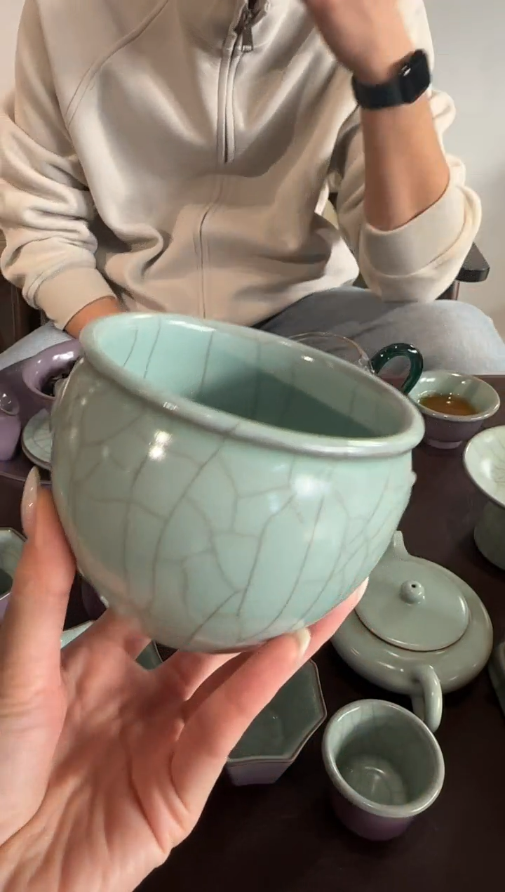 瓷W***。程智强  天青 双环兽耳 水盂