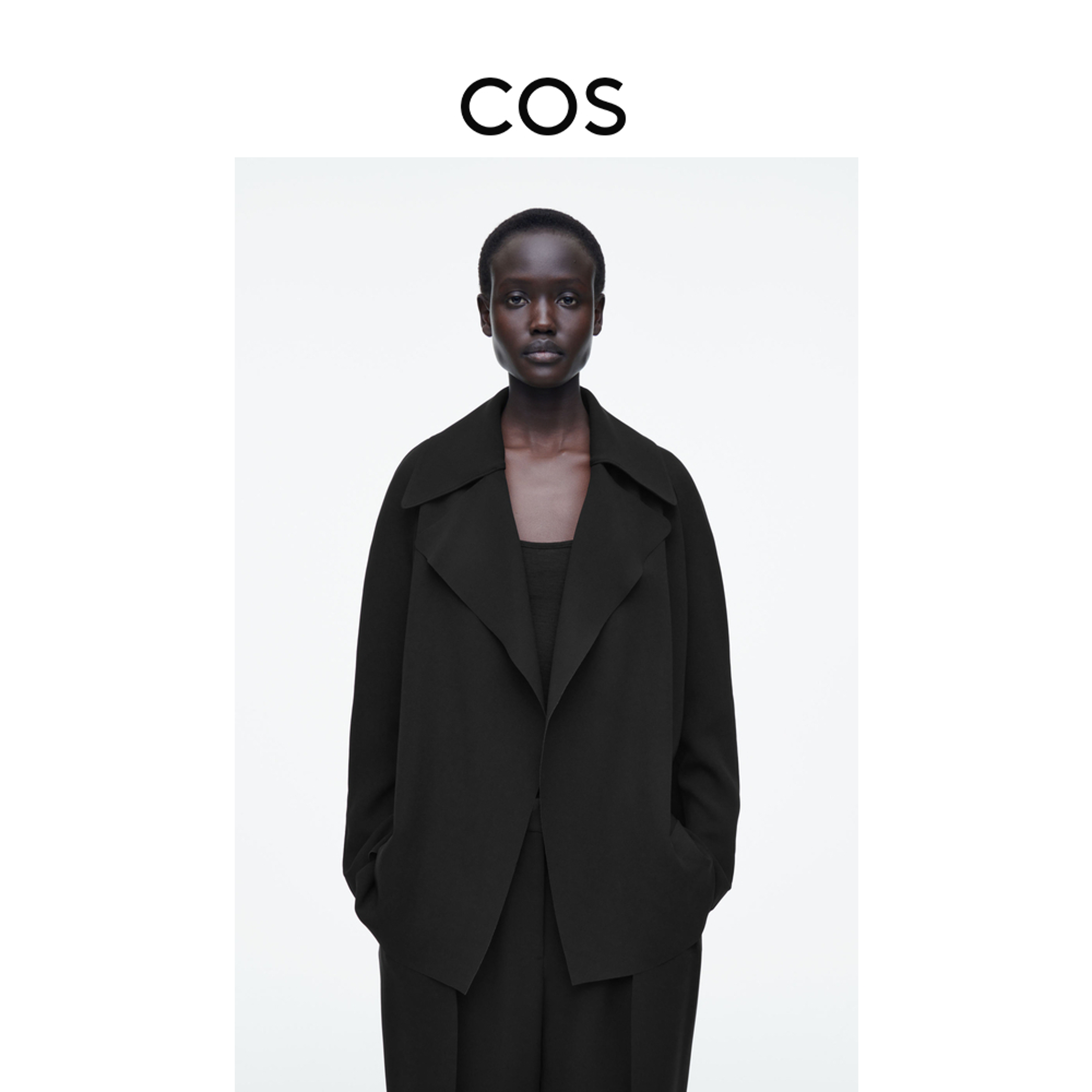 COS女装 休闲版型垂坠西装外套黑色2025春季新品1279060001