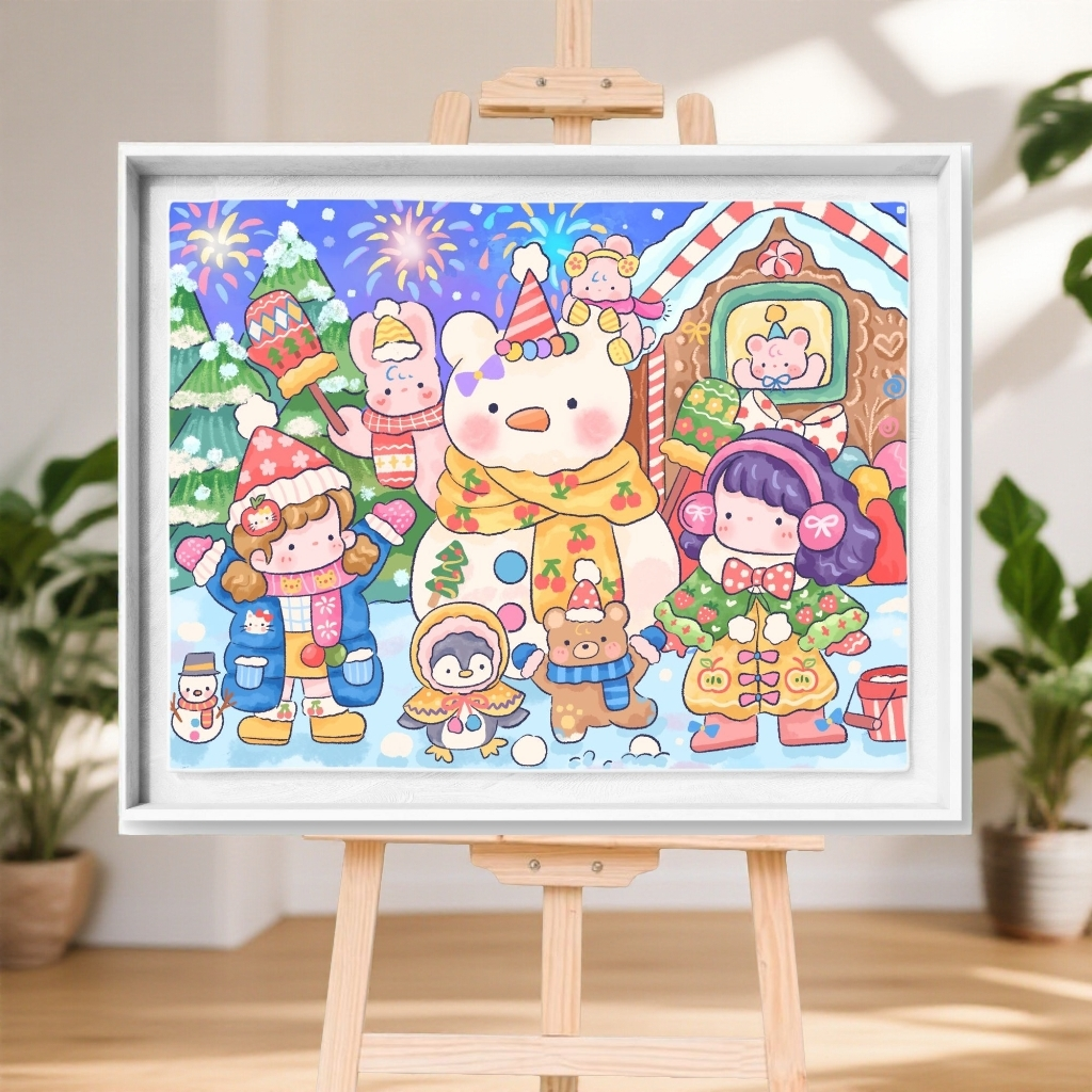 【新疆长绒棉】织画定制&雪人合照十字绣65x80大格四股64色精准印花