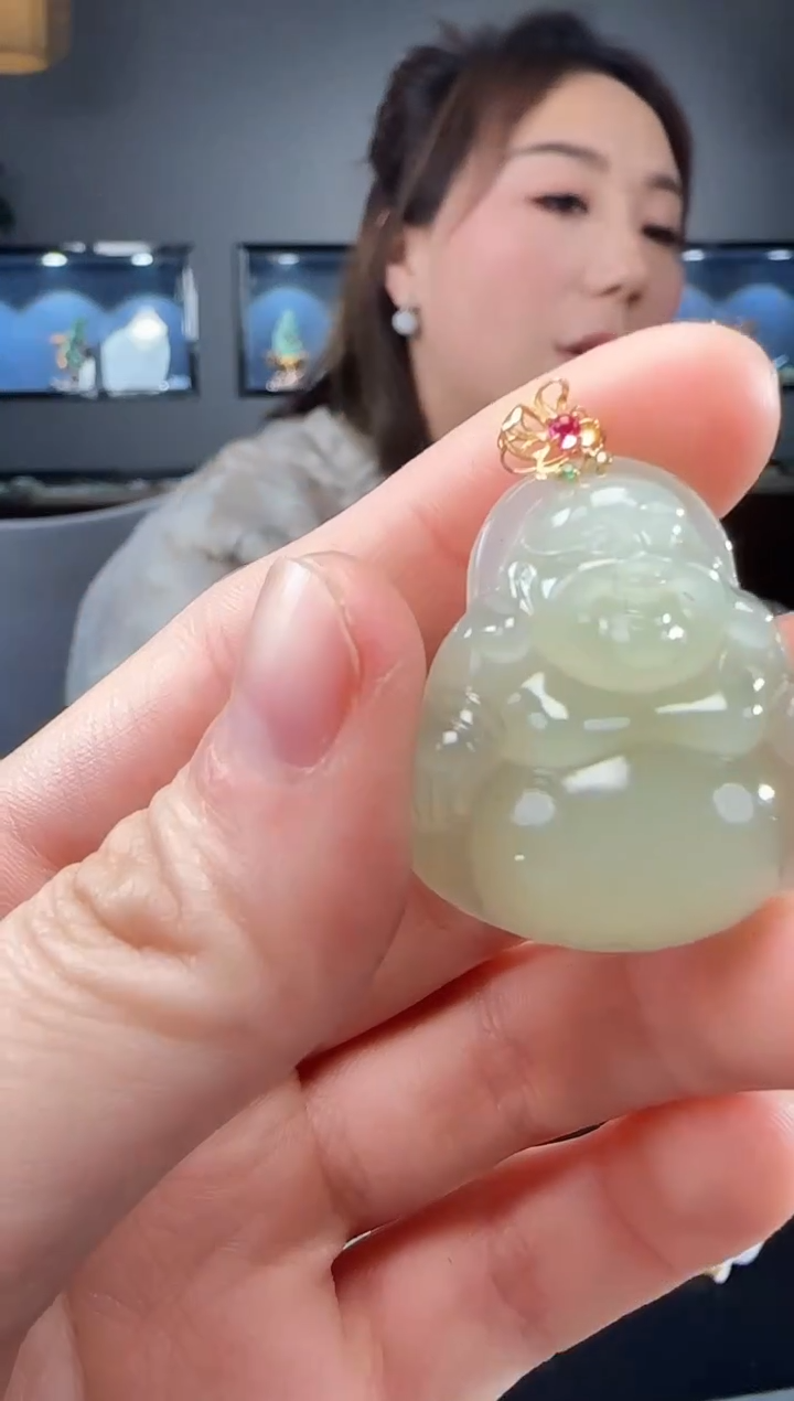 【闪购商品】和田玉吊坠(不含链)18K金镶嵌1