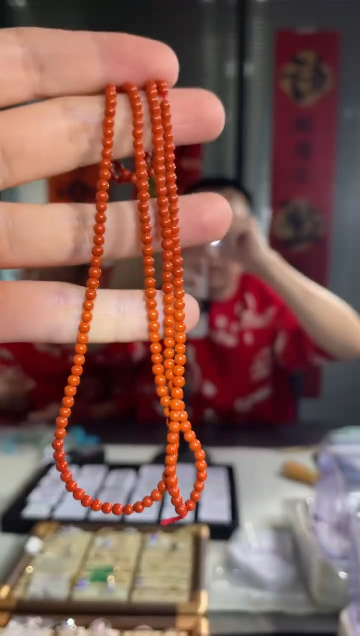 【闪购商品】南红玛瑙颈饰未镶嵌项链满肉柿子红