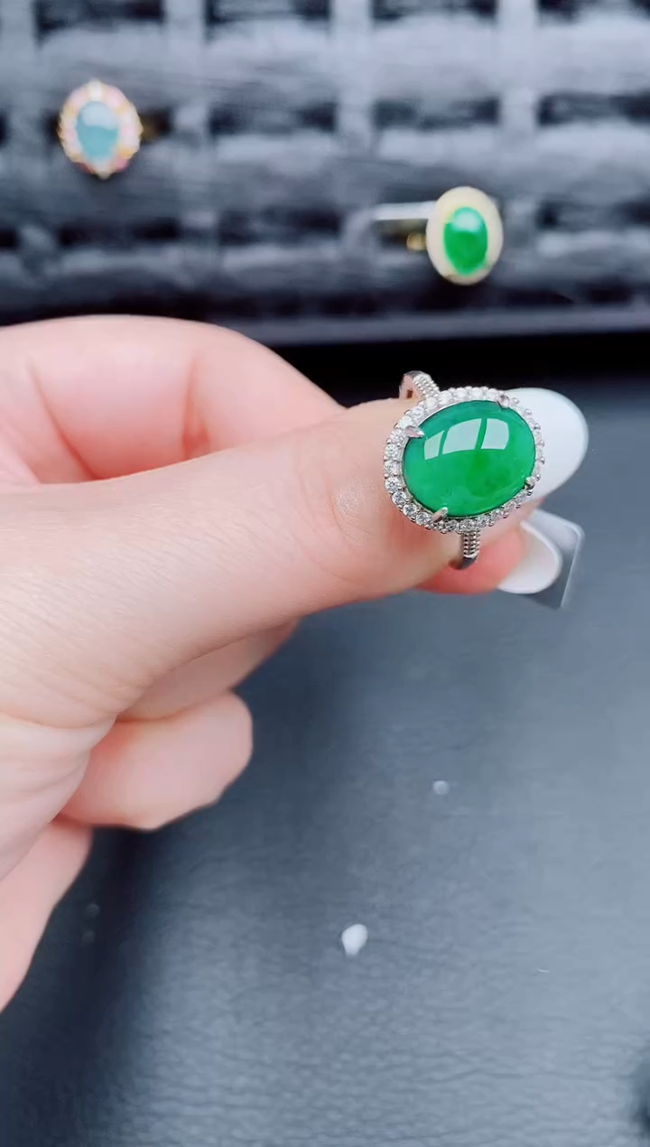 【闪购商品】翡翠戒指银S925镶嵌天然a货翡翠398