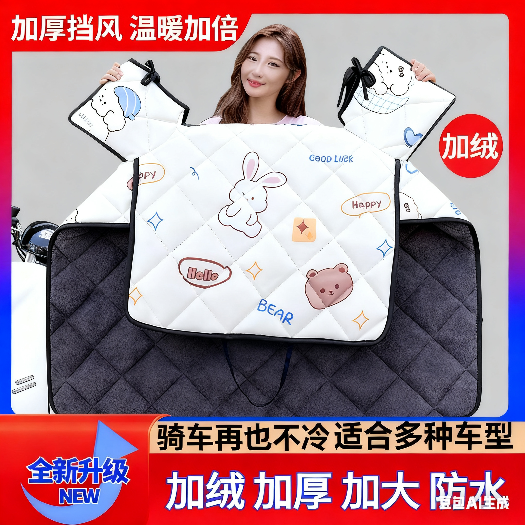 电动车挡风被冬季加大加厚保暖加绒防水电瓶摩托车春秋防寒挡风被