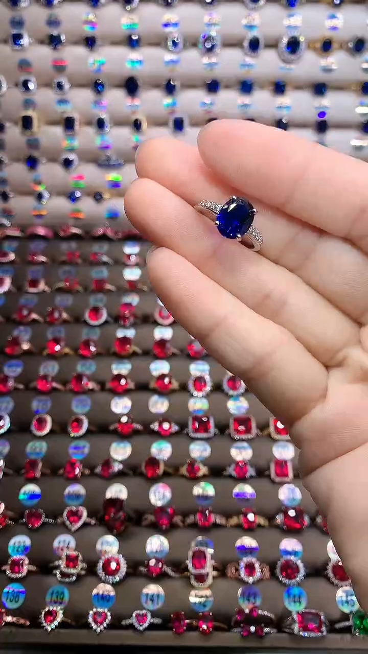 【闪购商品】蓝宝石戒指银S925镶嵌银色8.10