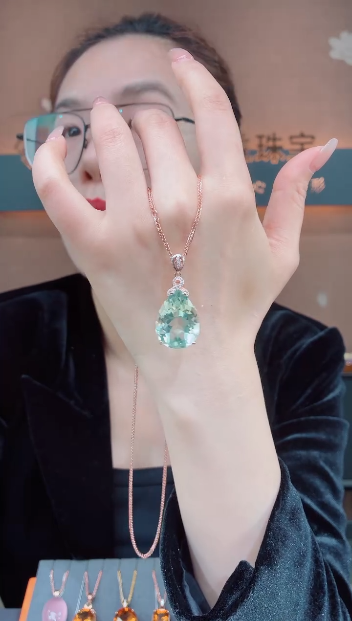 吊坠银S925镶嵌水晶水晶吊坠