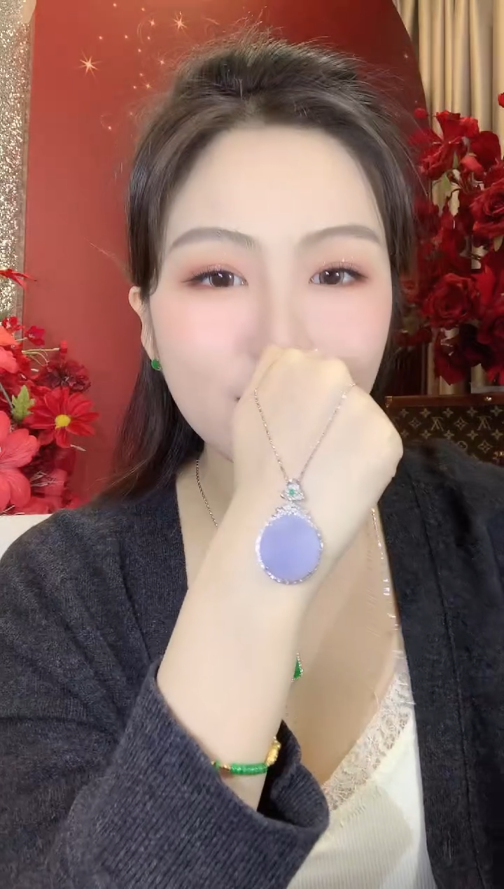 吊坠(不含链)18K金镶嵌翡翠A23翡翠