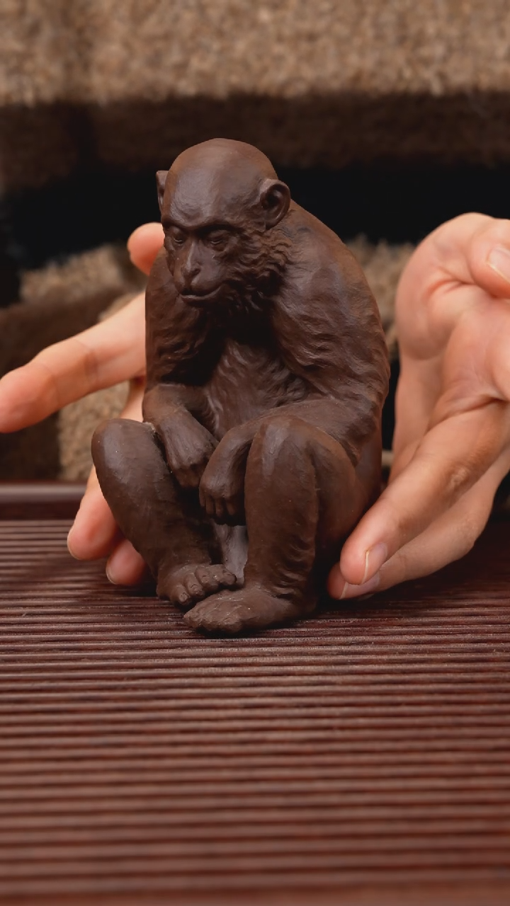 【闪购商品】紫砂茶宠紫泥老猴