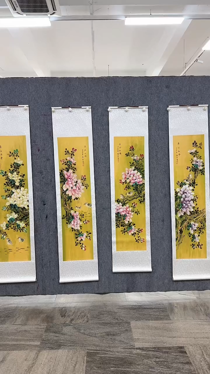 国画段总宠粉卷轴花鸟李庆友老师作品一幅