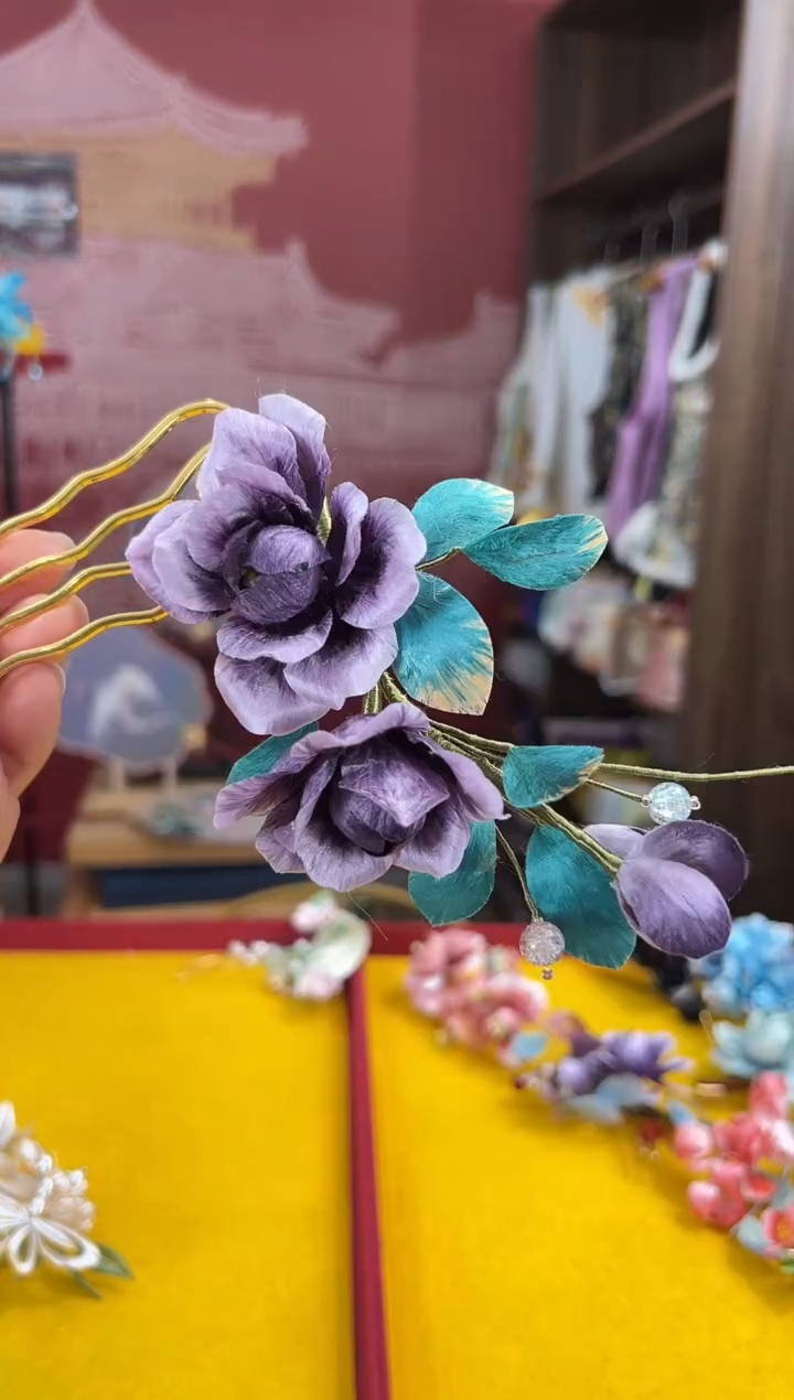 【闪购商品】刺绣非遗绒花（发饰）