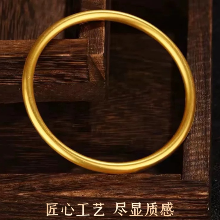 铜合金手镯 素圈手镯女新中式复古古法实心手环高级感首饰