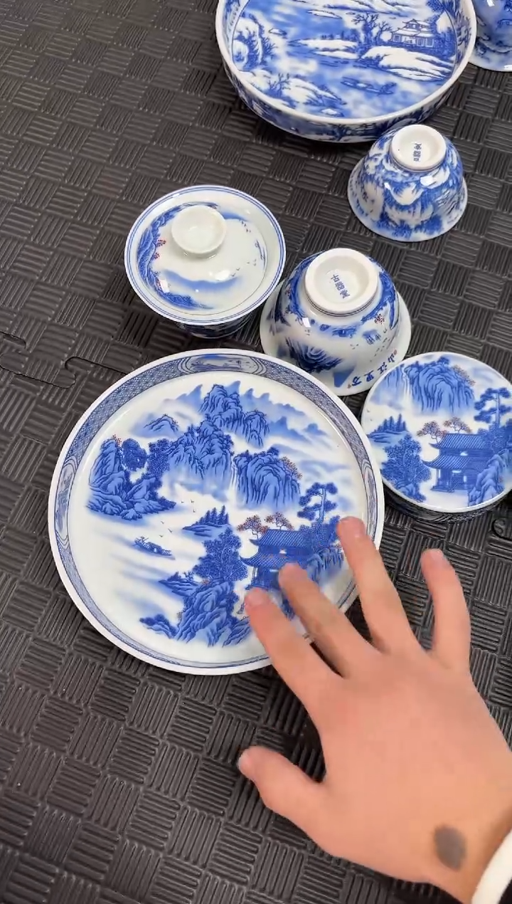 盖碗瓷景德镇陶瓷茶具古器堂万里江山套组