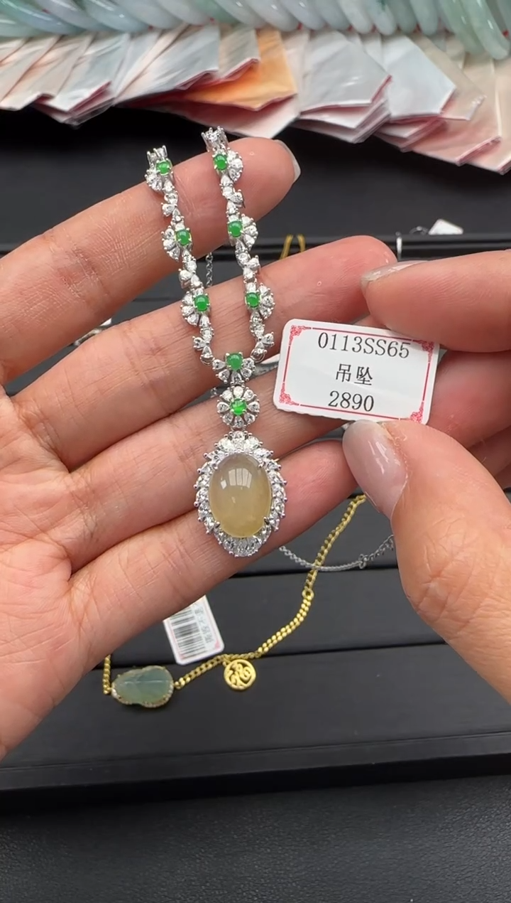【闪购商品】翡翠项链银S925镶嵌0113SS65