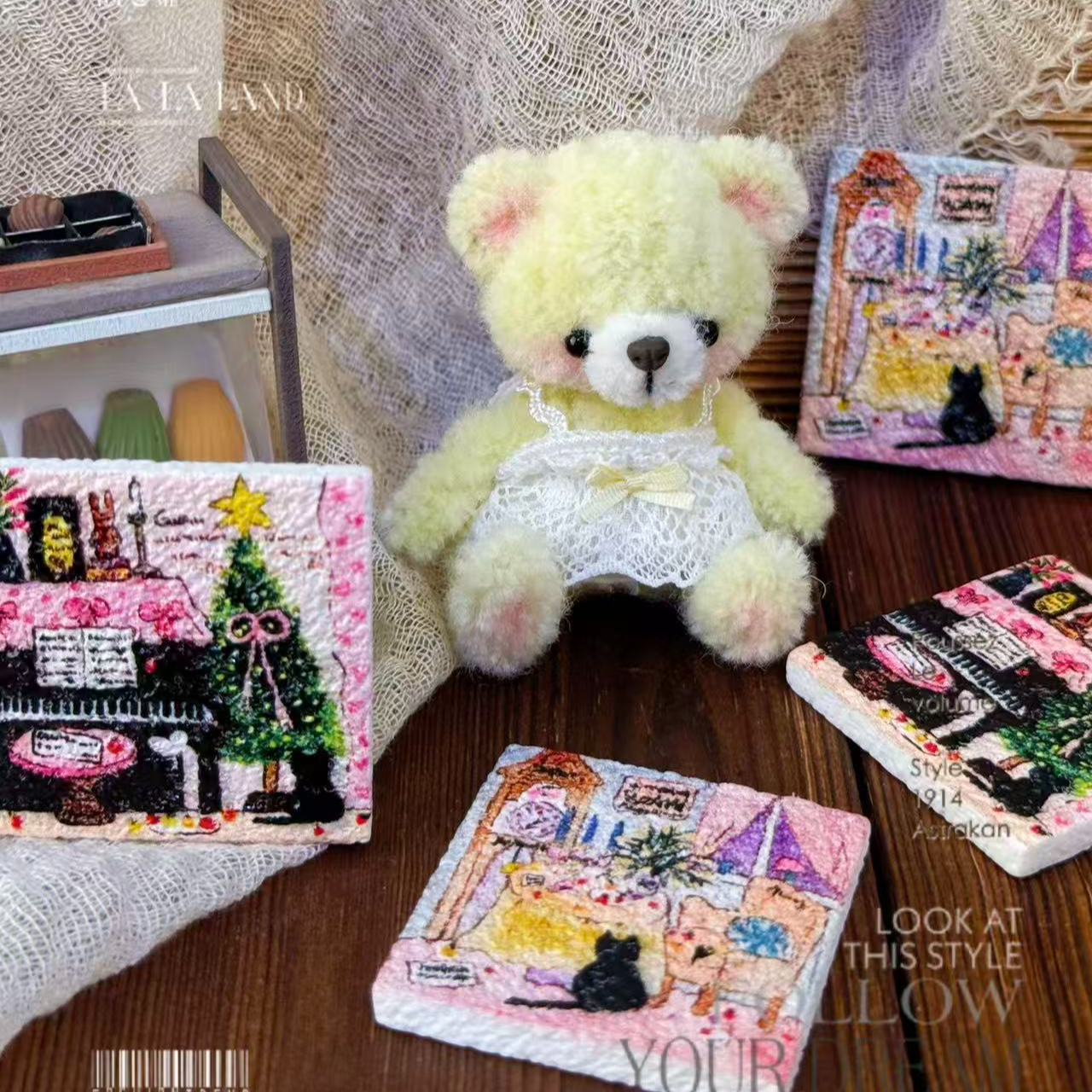 【开芯定制】微缩猫咪挂画 高品树脂仿真食玩 树脂配件 手机饰品