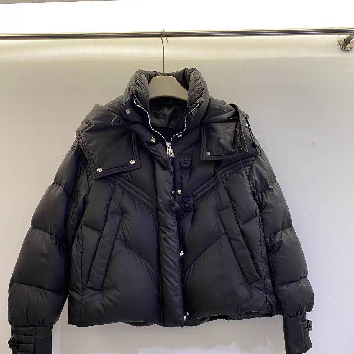 小个子女款连帽加厚面包羽绒服90白鸭绒外套