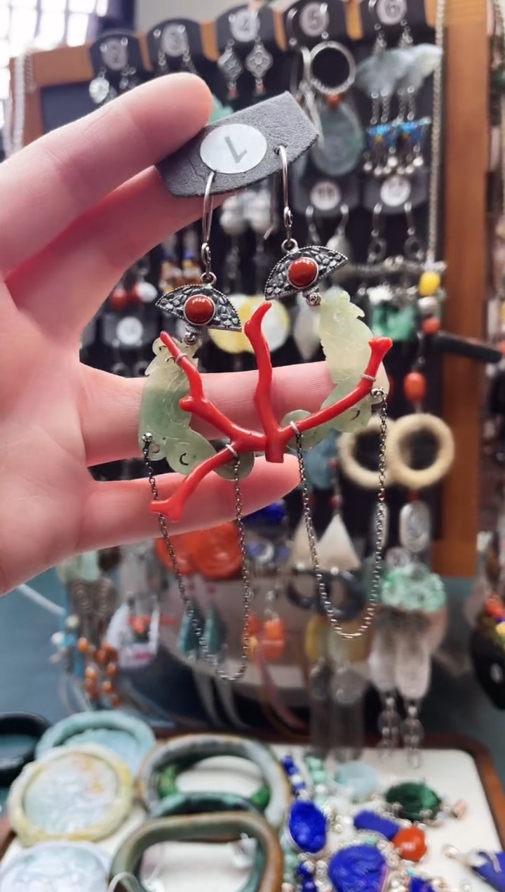 银S925镶嵌翡翠耳饰?****?饰品