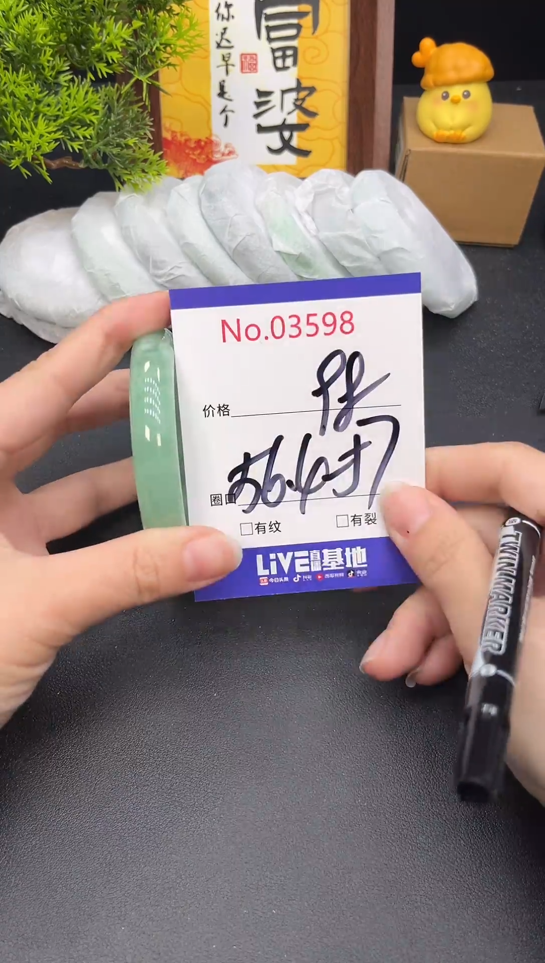 未镶嵌手镯翡翠3598