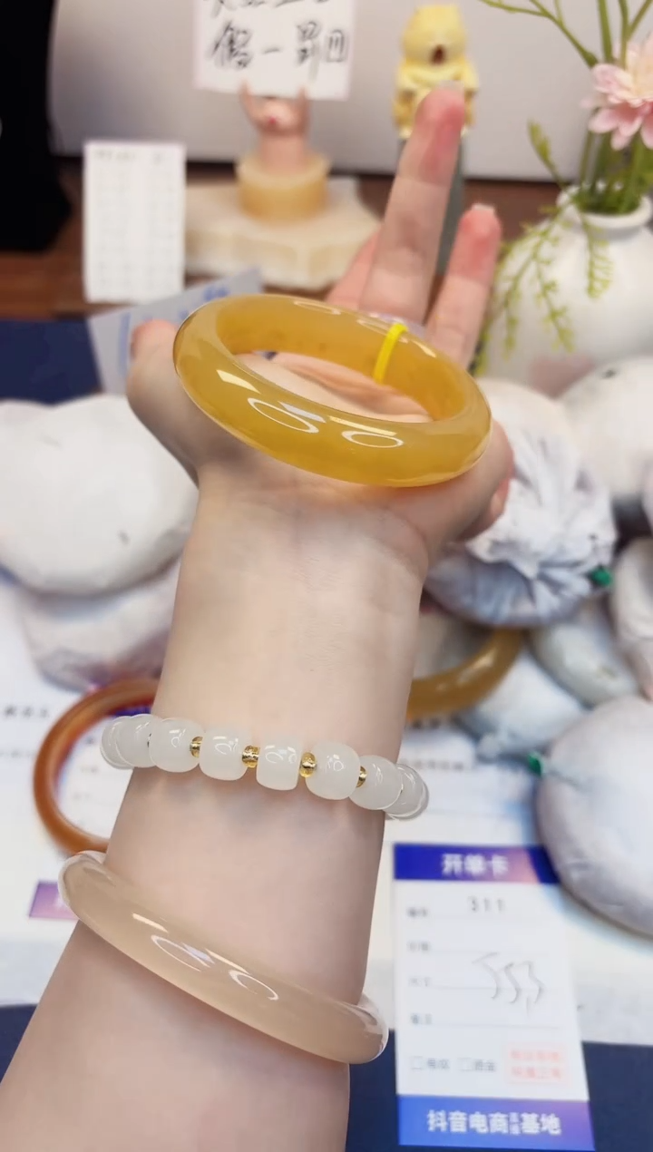 【闪购商品】石英质玉手镯未镶嵌311-财气镯-圈口55