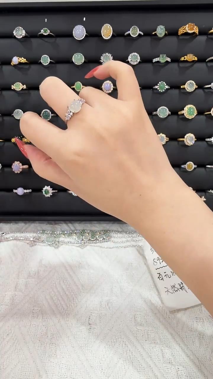 银S925镶嵌戒指翡翠008