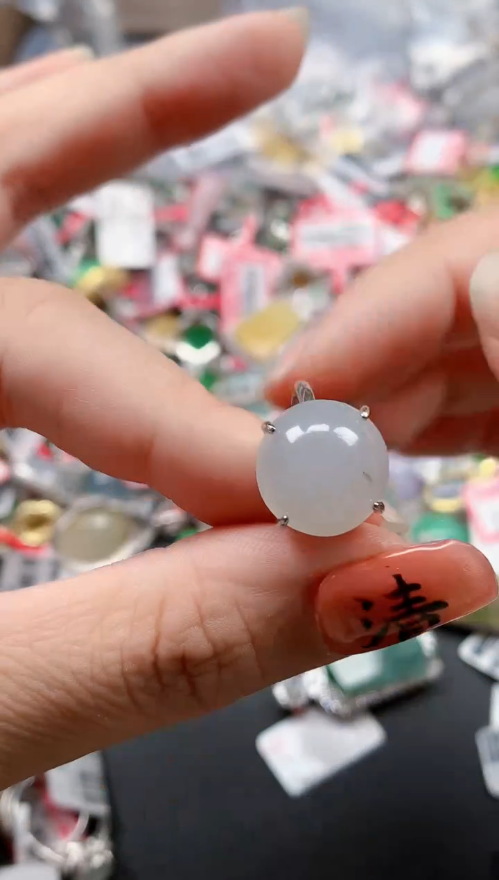 银S925镶嵌戒指翡翠天然A货缅甸翡翠