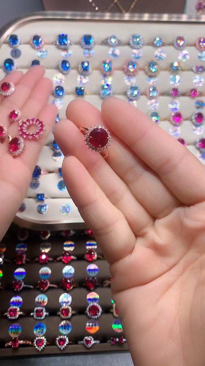 【闪购商品】红宝石戒指银S925镶嵌玫瑰金