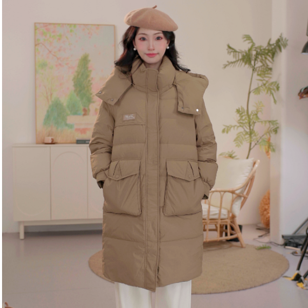 【618反季专场】茵曼冬季加厚保暖羽绒服女舒适休闲面包服长款外套