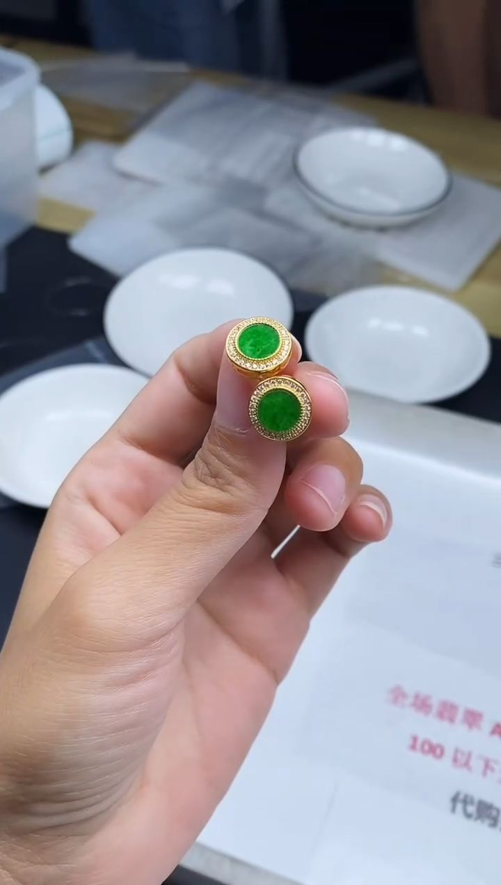 翡翠足银镶嵌颈饰雪欣散珠定制diy
