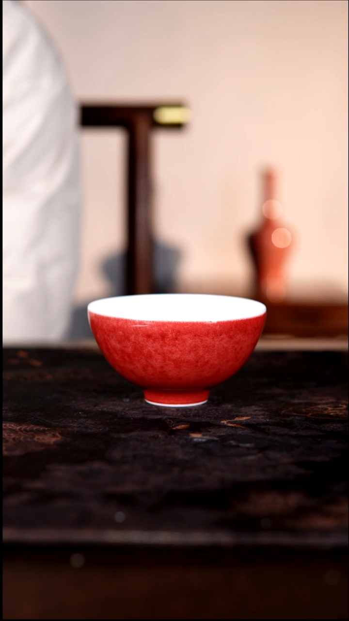 杯子白泥豇豆红陶瓷