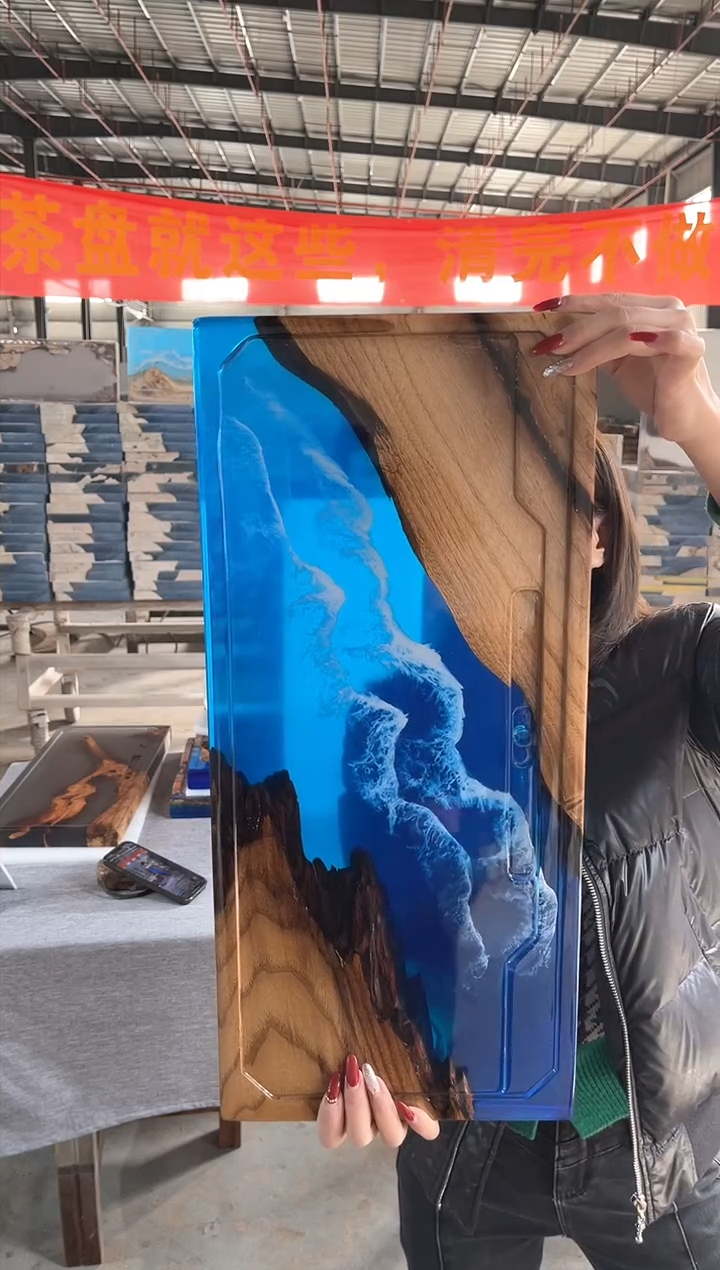 【闪购商品】55*25云樟木树脂实木茶盘