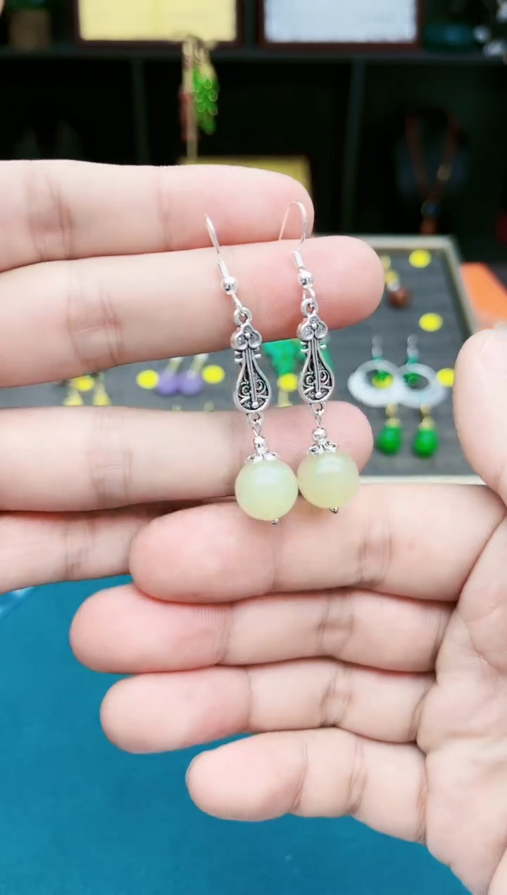 【闪购商品】玛瑙/玉髓耳钉银S925镶嵌211000